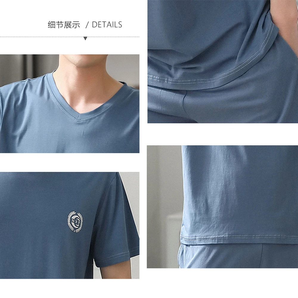 Summer Men's Ice Silk Pajamas Plus Size 4XL Pajama Sets Trendyol Casual Male Sleep Tops Thin Pijama for Men Breathable Sleepwear