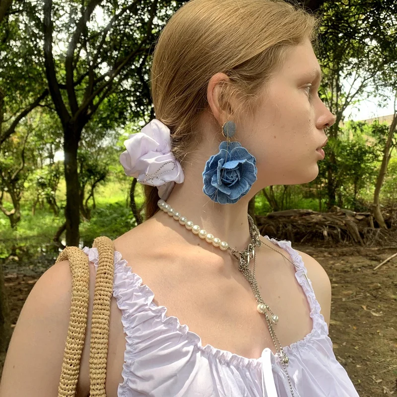 Lonslan ACC 2024 с синими привлекательными розами Элегантные модные серьги