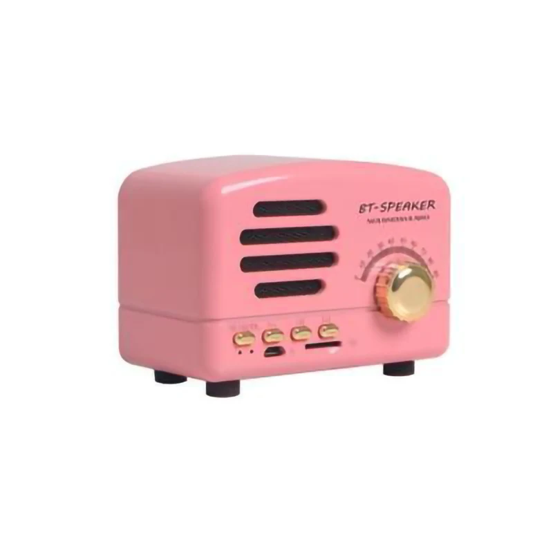 

Retro Hifi Stereo Bluetooth V5.0 Speaker Portable Wireless Vintage Speaker Plastic 3W Full-range 50hz-20khz Music Player