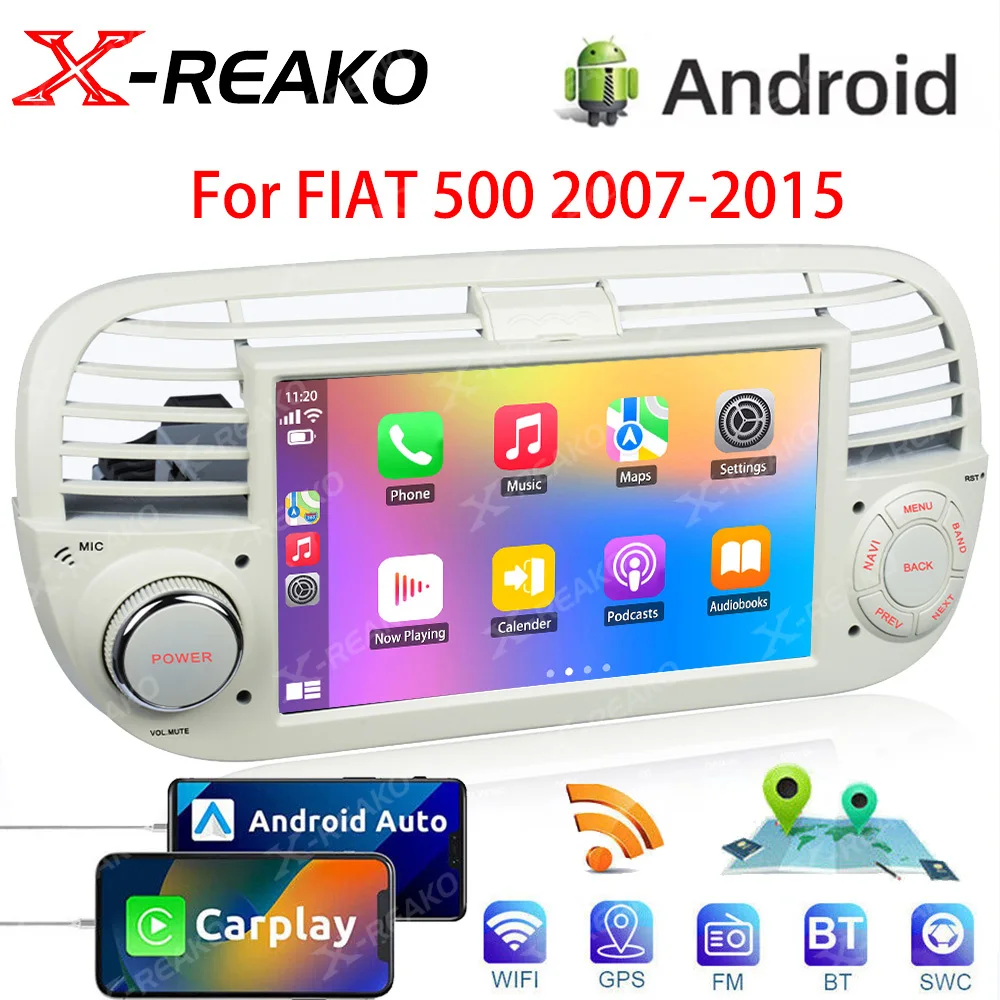 X-REAKO 7 'ɺndroid автомобильное радио стерео для Fiat 500 2007-2015 мультимедийный плеер