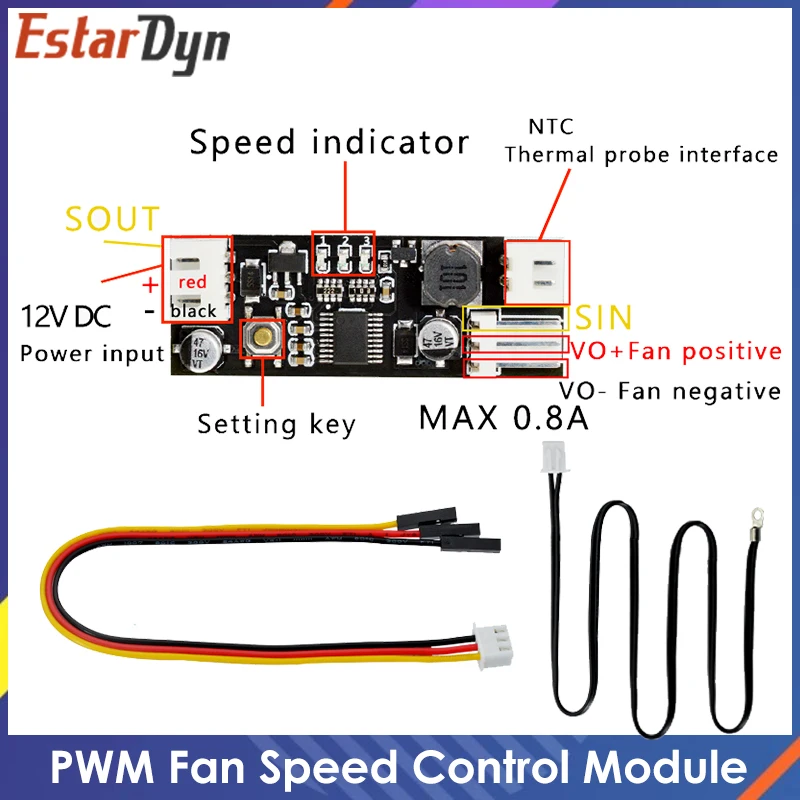 

DC 12V PWM Speed Controller Fan Speed Governor 2-3 Wire Computer Temperature control Switch for PC CPU Cooler Fan Alarm STK IC