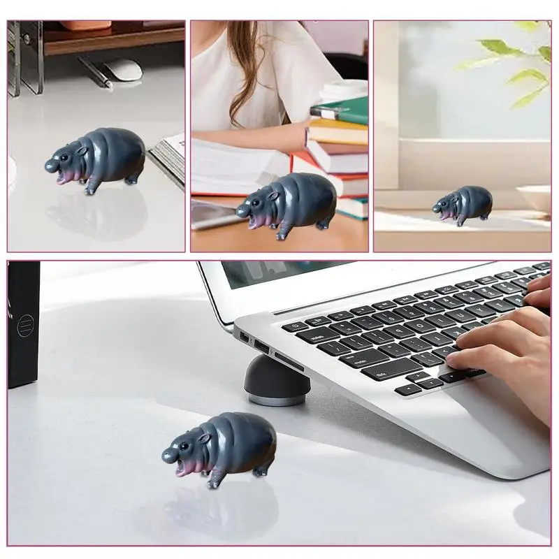 Статуя бегемота Moo Deng милые фигурки из смолы детская скульптура украшение для