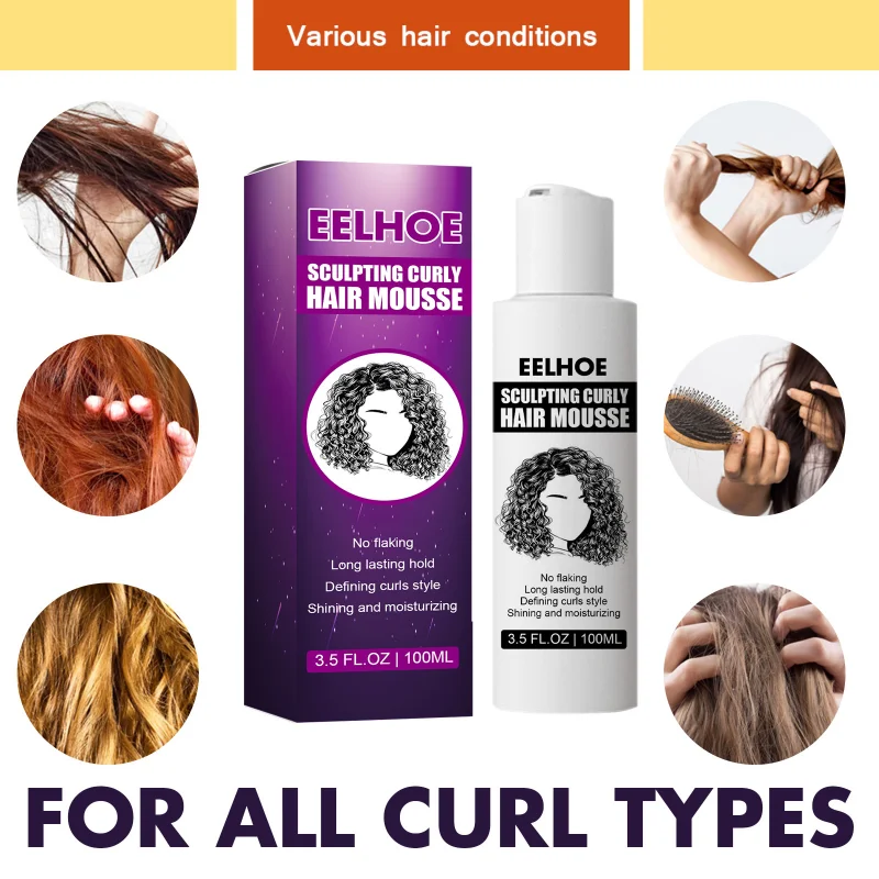 

100ml Hair Styling Mousses Curl Boost Cream Sculpting Curly Bounce Anti-frizz Foam Moisturizing Nourishing Care Beauty Health