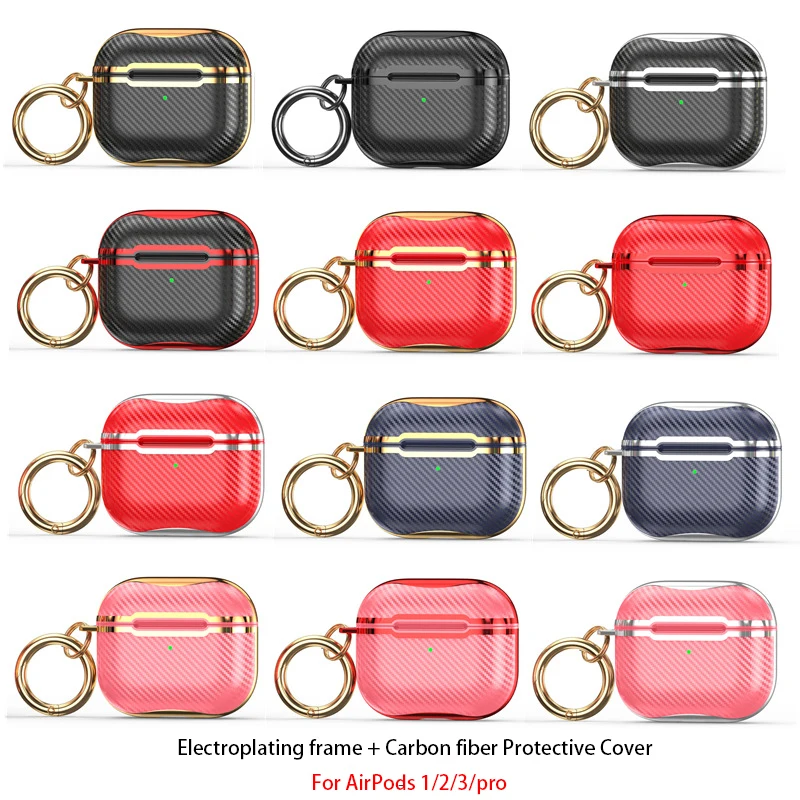 

Роскошный защитный чехол для Apple Airpods 3, аксессуары для наушников из углеродного волокна с узором для airpods 3, чехол с пряжкой с защитой от потер...