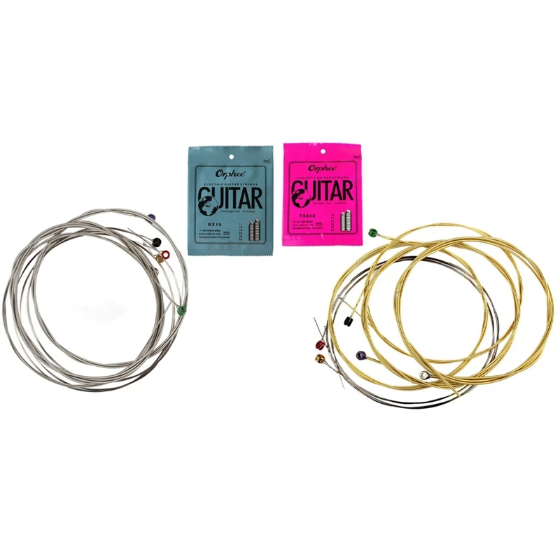 

Orphee 12Pcs Electric Guitar String Set Nickel Alloy String Super Light Tension - 6Pcs Rx19 & 6Pcs Tx640