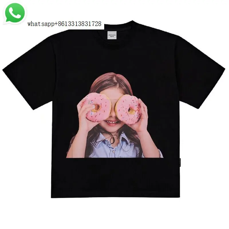 

New luxury street trend crewneck tide brand donut for men and girls 2023 loose cotton couple short sleeve T-shirt top