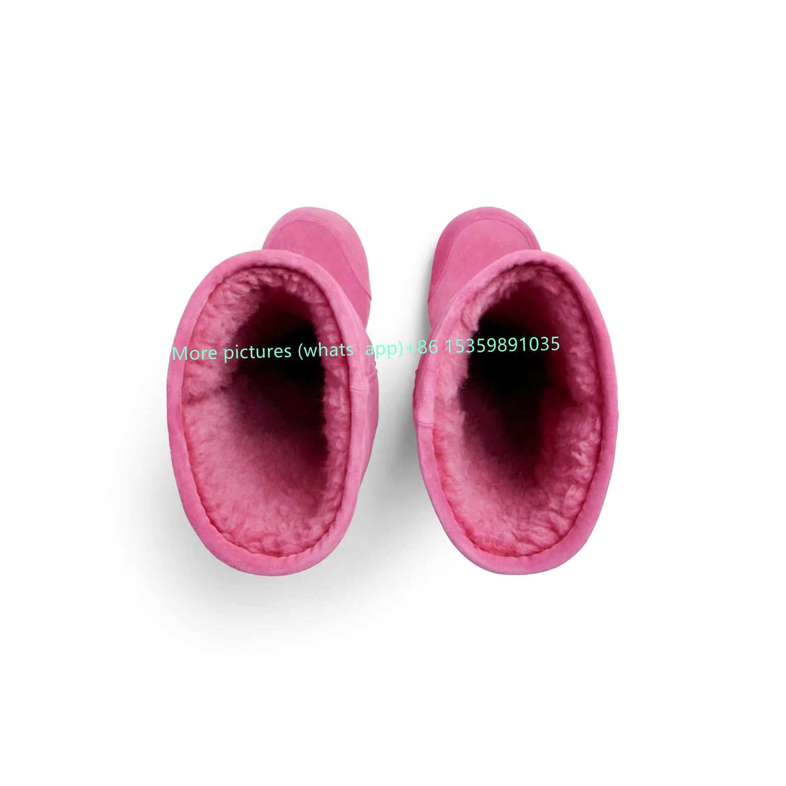 Розовые теплые ботинки на высоком каблуке с большим круглым носком однотонные