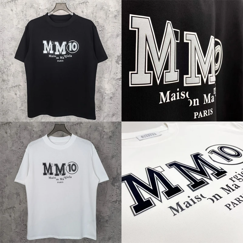 

Letters Flocking Digital Printing Mm6 Margiela T-shirt Summer Neutral Minimalism Cotton Short Sleeve Mm6 Margiela T Shirts