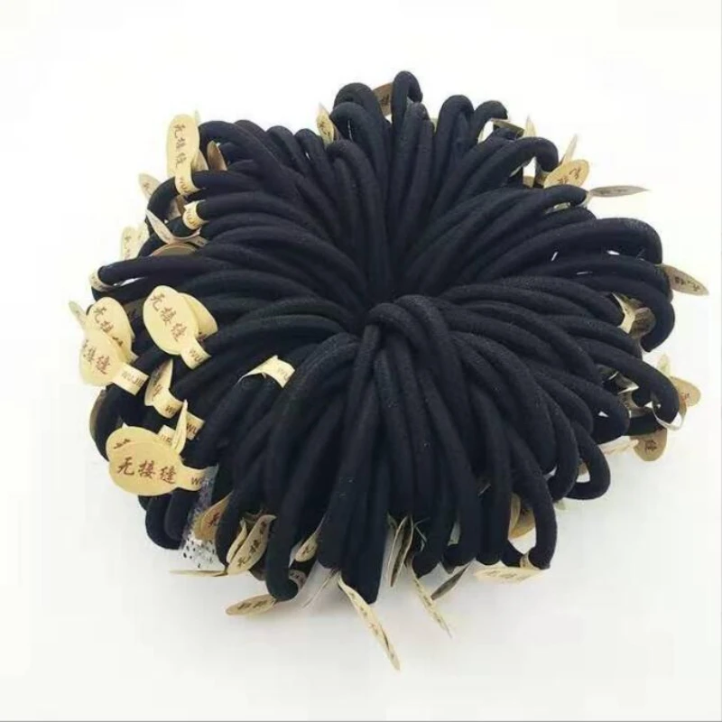 

50 Pieces of Black Viscose Stickers Seamless Rubber Band High Elasticity Adult DIY Hair Tie Head Rope Hair Accessories