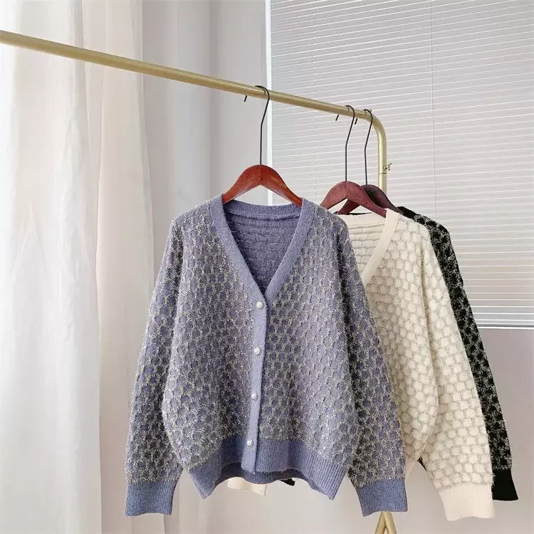 

Женский трикотажный свитер в клетку, бежевый Повседневный пуловер с V-образным вырезом, весна 2022