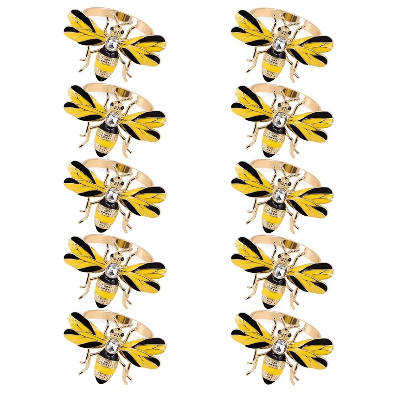

Set Of 10 Bee Napkin Buckle Napkin Ring Alloy Insect Diamond Buckle Paper Towels Napkin Holder