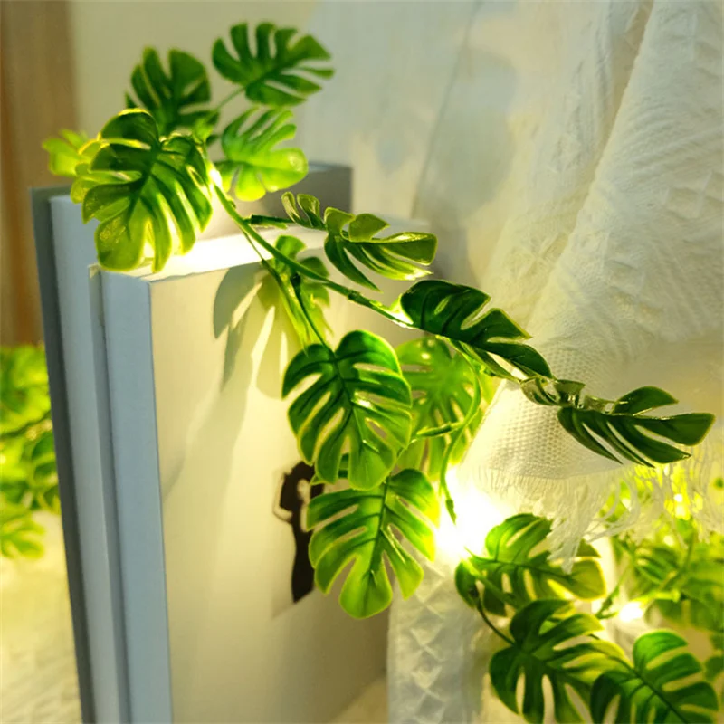 

2m 20LED Artificial Turtle Leaves LED String Lights for Birthday Hawaiian Luau Party Jungle Beach Theme Home Garden Decorations