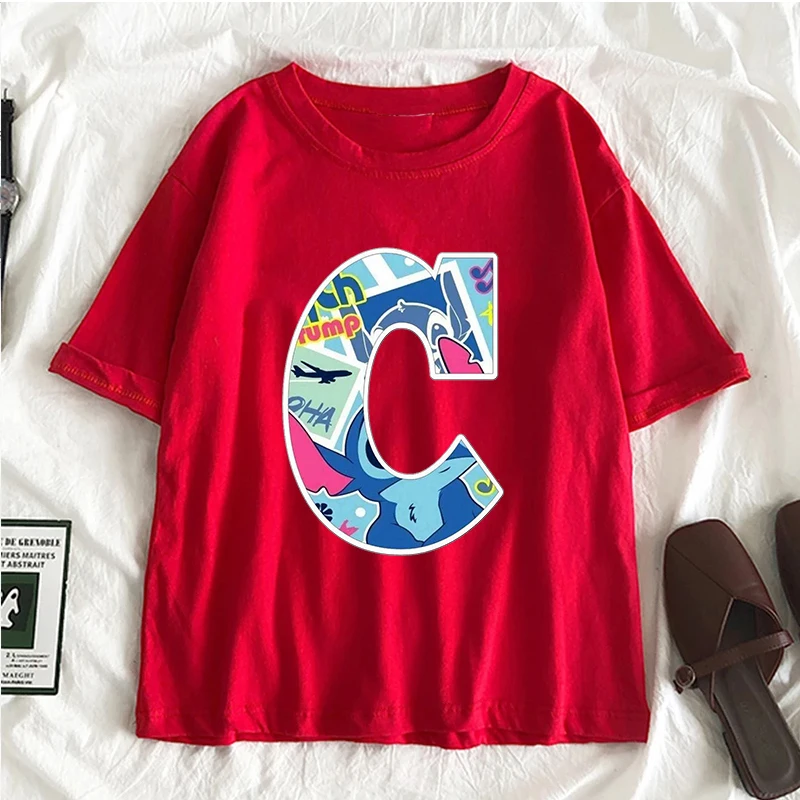 

26 Letters Disney Tee Shirt Women's T Shirts 2022 Summer Short Sleeve Fashion T-Shirt Female Harajuku Cute Kawaii Girl Tops Y2k