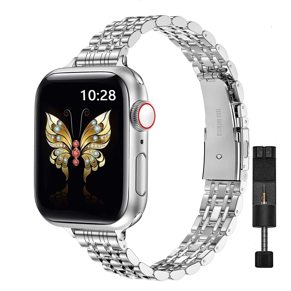

Slim Wristband for Apple Watch Ultra Band 49mm 41mm 40mm 38mm 45mm 44mm 42mm Stainless Steel Strap for iWatch SE 8 7 6 5 4 3 2 1