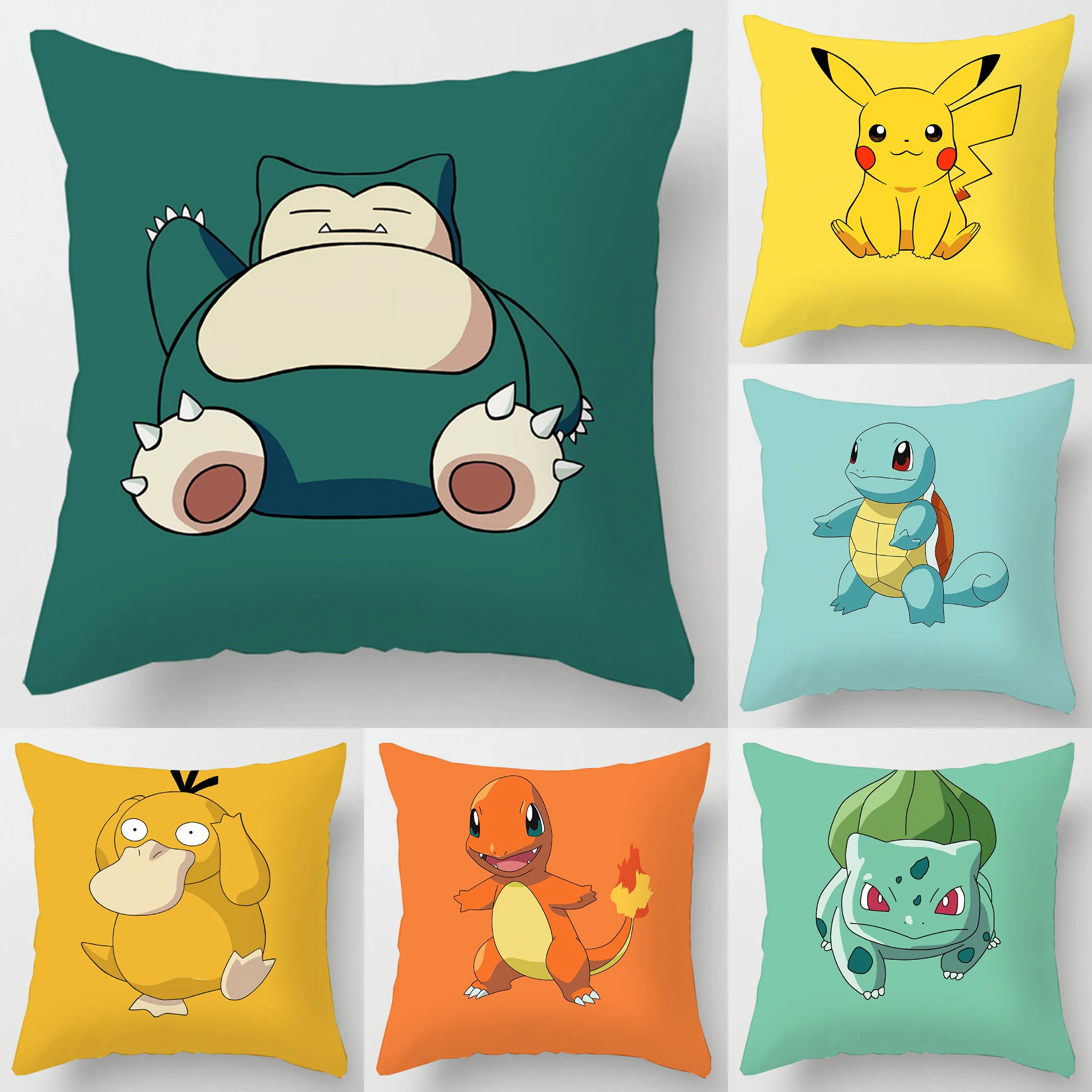 

45x45cm Cartoon Pokemon Pillow Case Cover Pikachu Charmander Cushion Cover Home Sofa Decorative Cushion Car Lumbar Pillow Cover