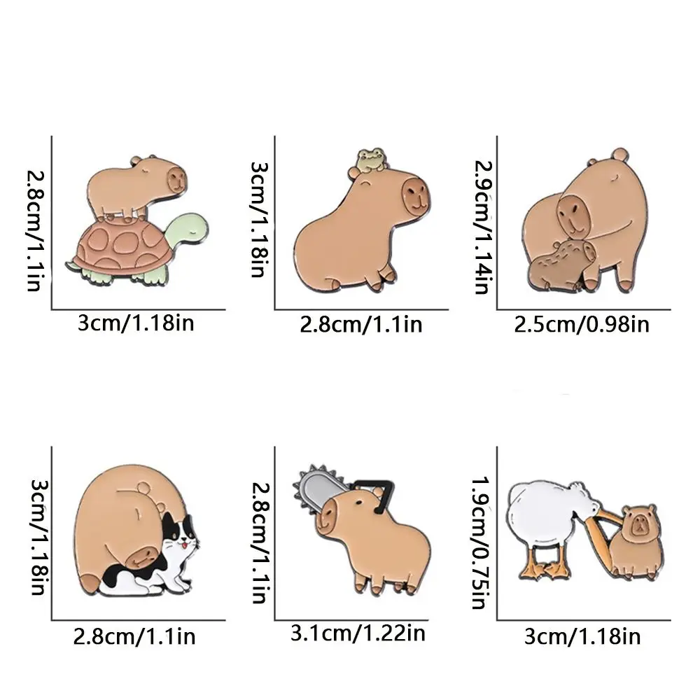 Мини-милая брошь в виде капибары кошка рыба-фугу мультяшные эмалированные