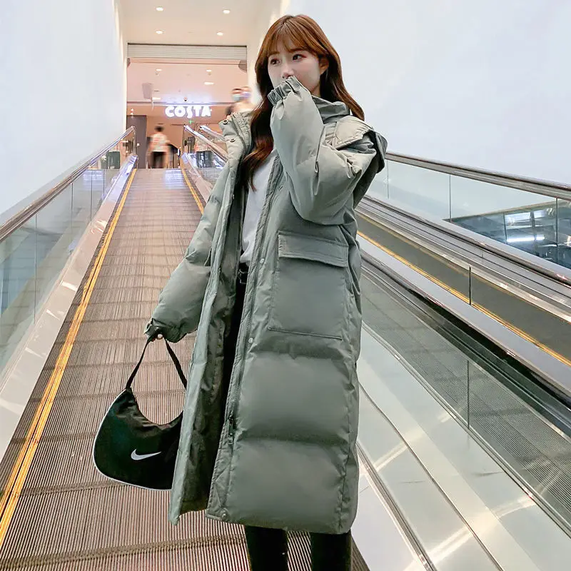 Winter Coat Long Quilted Jacket for Women Hooded Thicken Warm Padded Outerwear Snow Jacket Mid-Length Loose Long Winter Parkas