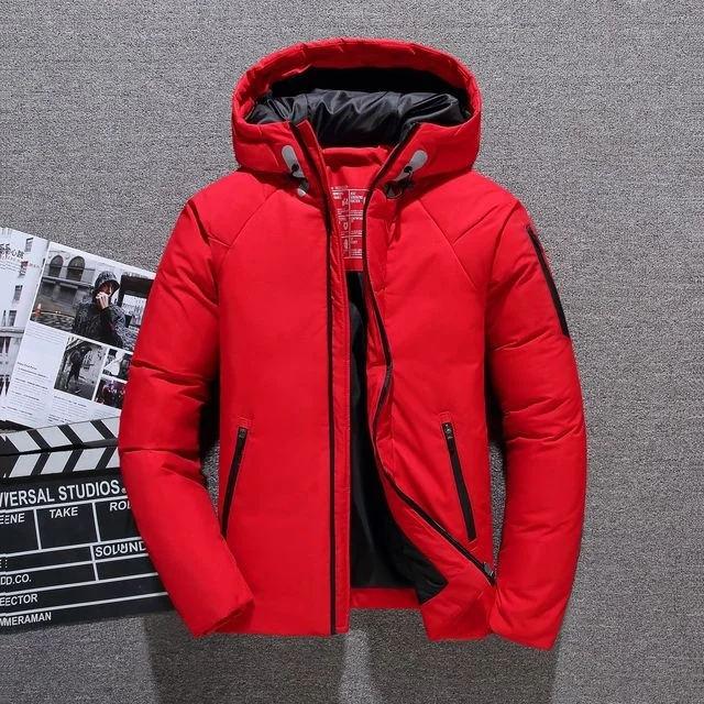 

New Women's Hooded Casual 2023 Men's Winter Short White Duck Down Jacket Red Coat