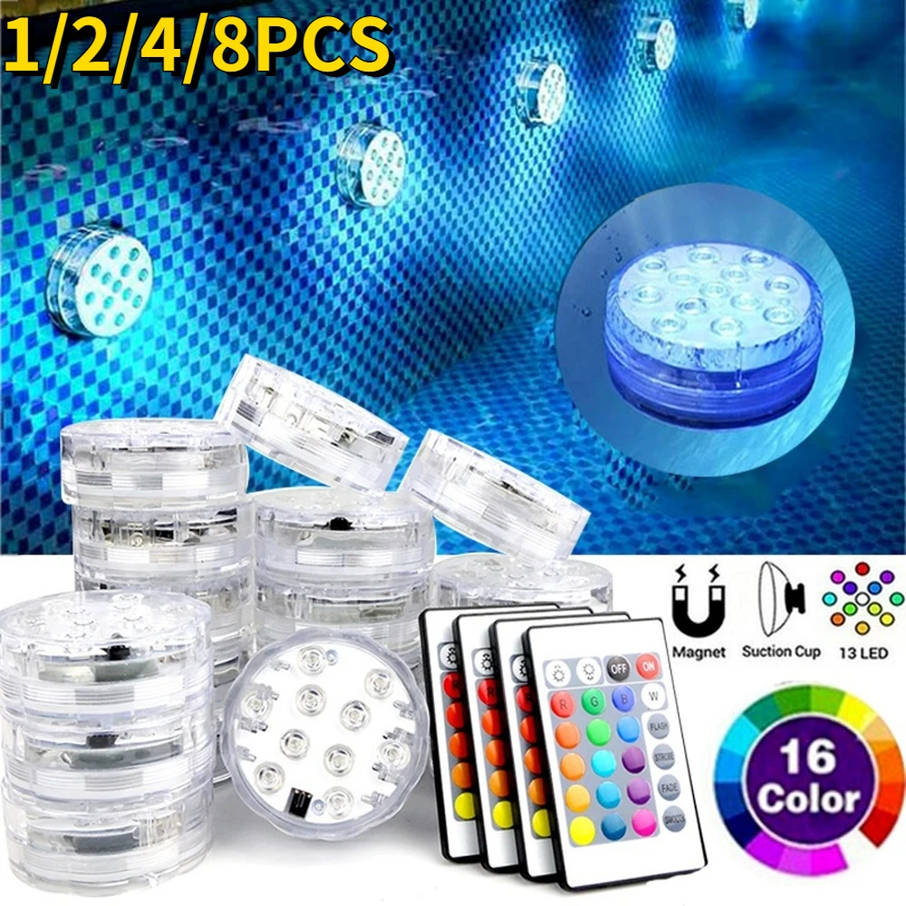 

10 Led Remote Controlled RGB Submersible Light Battery Operated Underwater Night Lamp Outdoor Vase Bowl Garden Party Decoration
