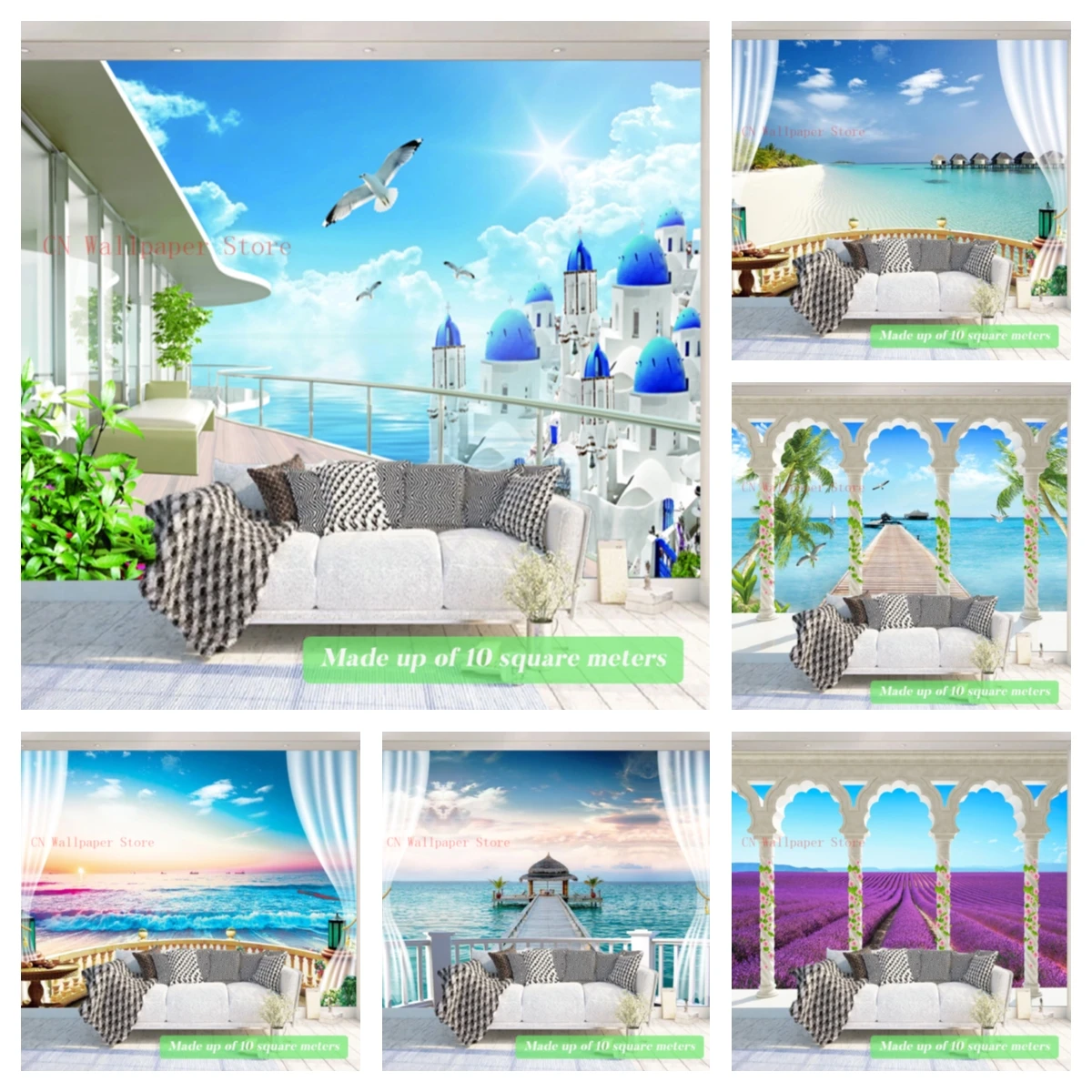 

3d пляжные Настенные обои для гостиной, спальни, телевизора, дивана, фоновые украшения, большой размер, пейзаж, холст, ландшафтный плакат