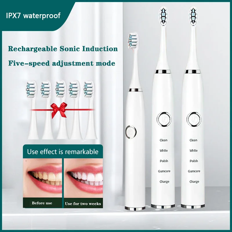 

Electric Teethbrush Set Cleaning Teeth USB Rechargeable Adult Tooth Brush with Replacement Head Whitening Teeth Brush