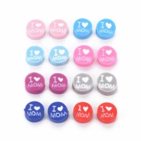 100pcs mothers day theme handmade polymer clay beads i love mom word flat round spacer beads for diy jewelry accesories