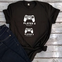 player 1 player 2 shirts women couple tshirt pregnancy tops funny couples tee matching graphic tees women summer print