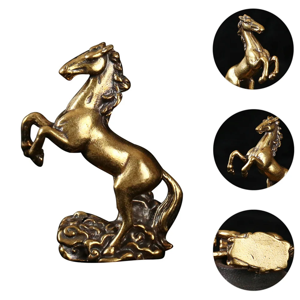 

Horse Desktop Statue Ornament Chinese Dragon Adornment Animal Charms Vintage Figurine Decor Pet Tea Craft Zodiac Feng Copper