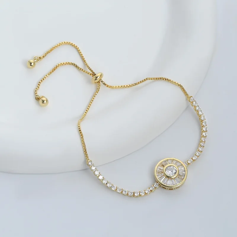 Женский Регулируемый браслет из нержавеющей стали с фианитами