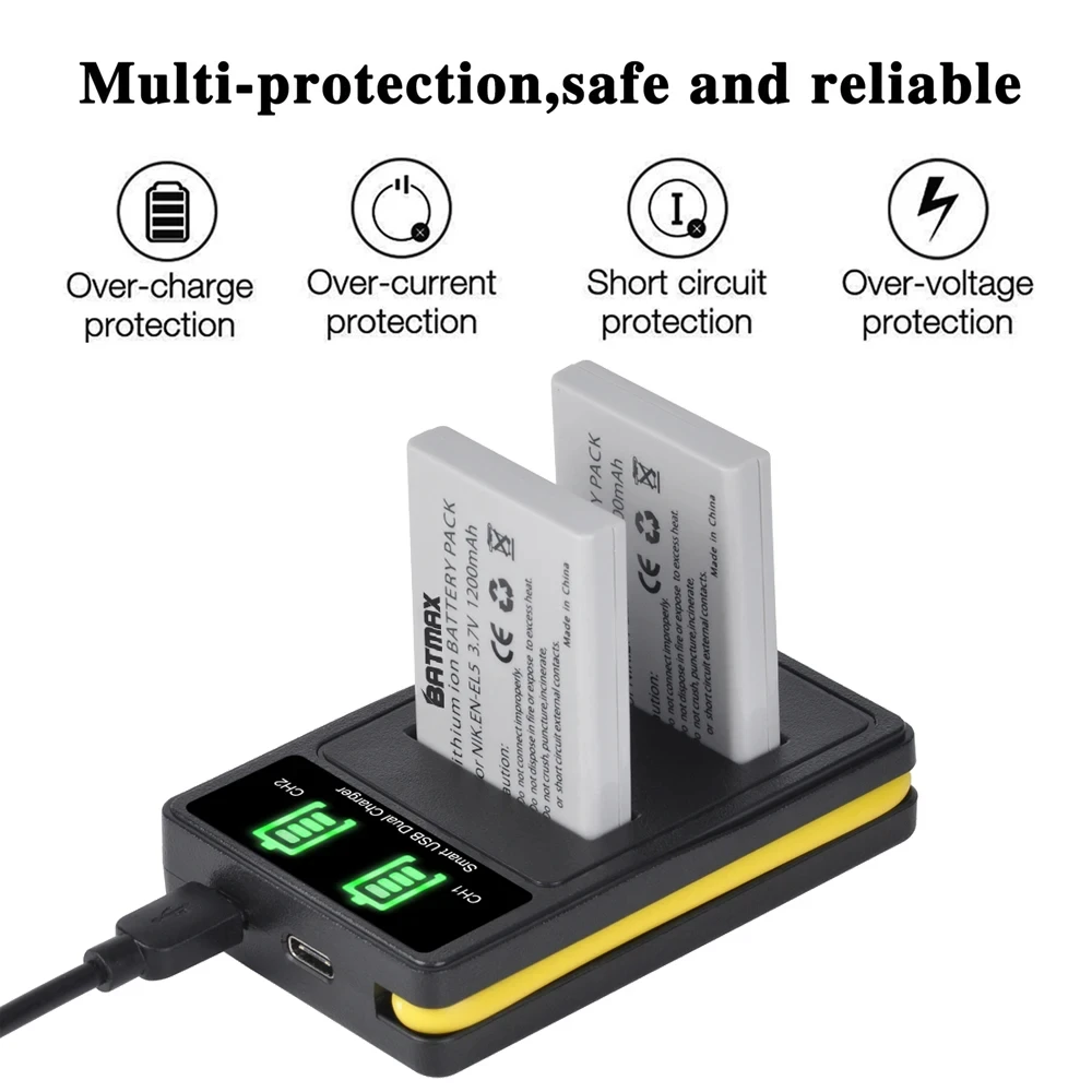 EN-EL5 ENEL5 Аккумулятор для камеры и светодиодное зарядное устройство USB Nikon Coolpix P530 P520