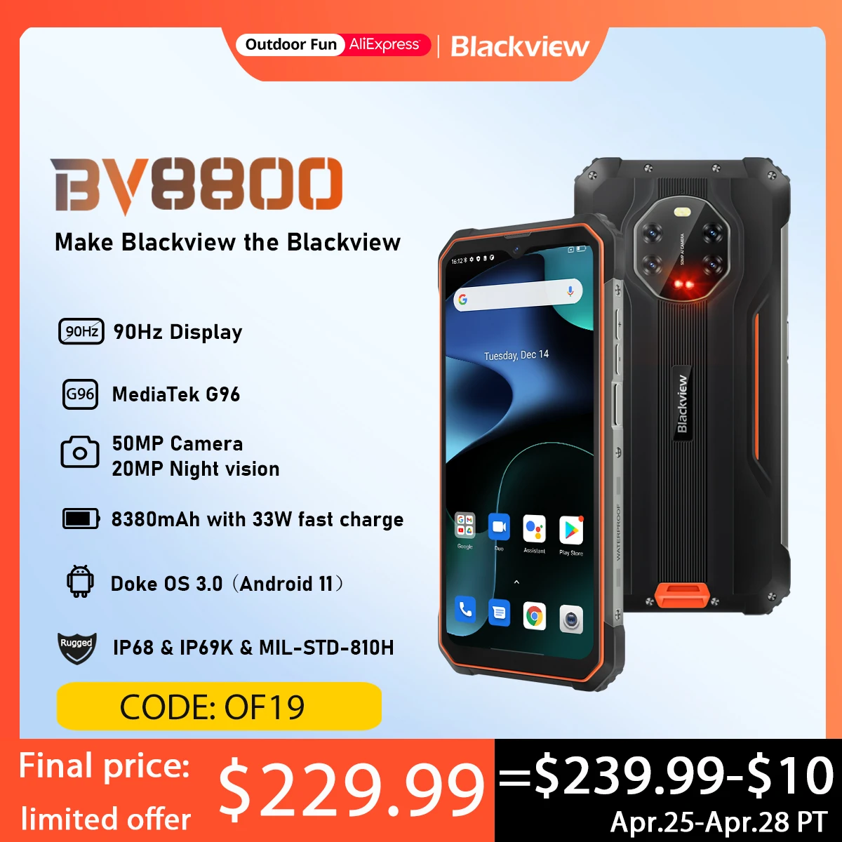 world premiere blackview bv8800 rugged smartphone 90hz display 8gb128gb helio g96 8380mah mobile phone global version free global shipping
