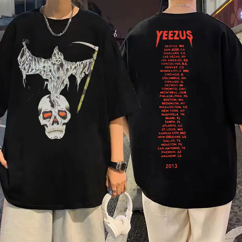 

God Wants You Kanye West Tour Hip Hop Music T-shirts Skull Reaper Oversized Print Tshirt Short Sleeve Men Women Fashion T Shirt