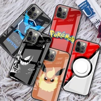 glass case for apple iphone 13 pro max 11 12 mini xr se 2020 7 8 plus x xs 6 6s fashion shell phone cover cartoon anime pokemon
