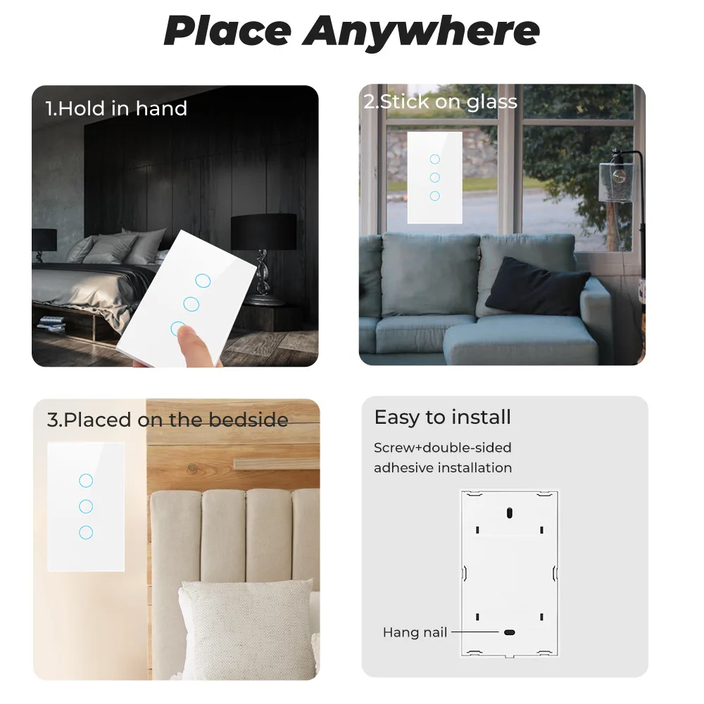 Сенсорный беспроводной смарт-выключатель Бразилия США 1 2 3 клавиши RF433Mhz