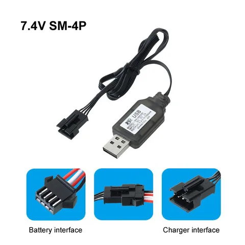 7.4v USB Charger SM-4P / SM-3P / XH-3P Interface Li-ion battery USB Charge Cable