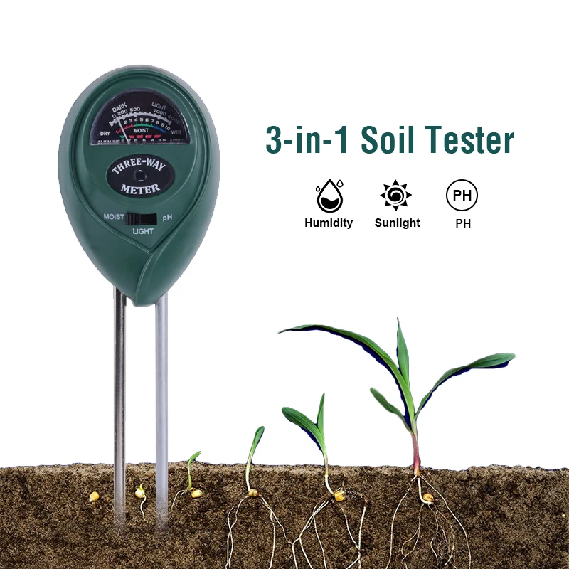 

3 In 1 Soil PH Meter Sunlight PH Tester Garden Flowers Soil Moisture Sensor Meter Plants Acidity Humidity PH Monitor Detector