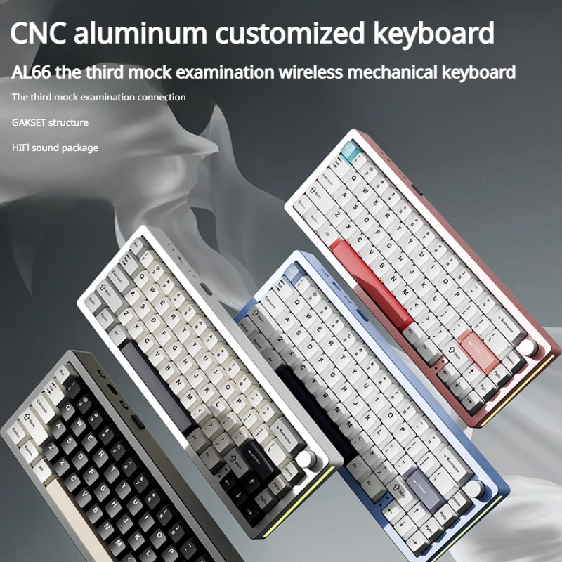 MiFuny AL66 Алюминиевая клавиатура трехрежимная Беспроводная механическая набор с