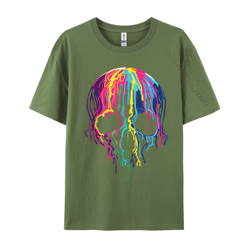Colorful Melting Skull Art Halloween Funny Men Tshirt Faddish Party Cotton Mens Tops Tees Casual Tee Shirt Fall Wholesale