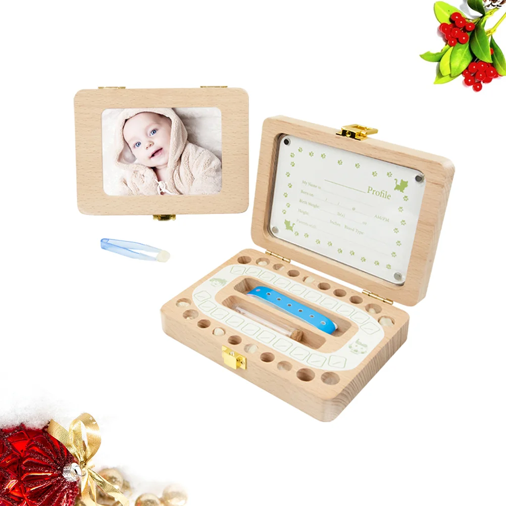 

Box Tooth Baby Teeth Keepsake Organizer Kids Holder Wooden First Curl Wood Children Container Memory Boxes Collection Case