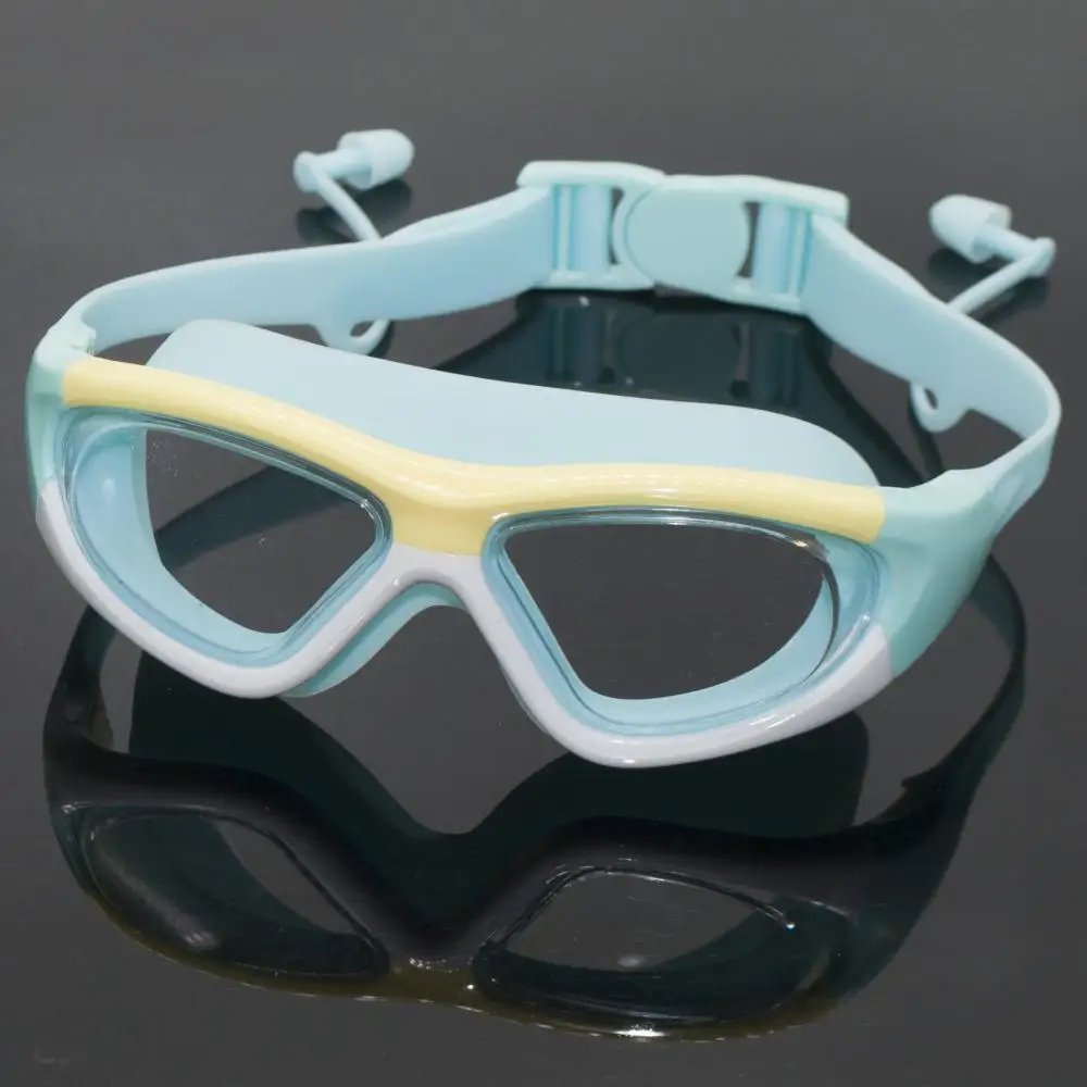

Swimming Goggles Anti-Fog UV Protection HD Children Swimming Glasses Kids Waterproof Earplug Kids Child Silicone PC Swim Eyewear