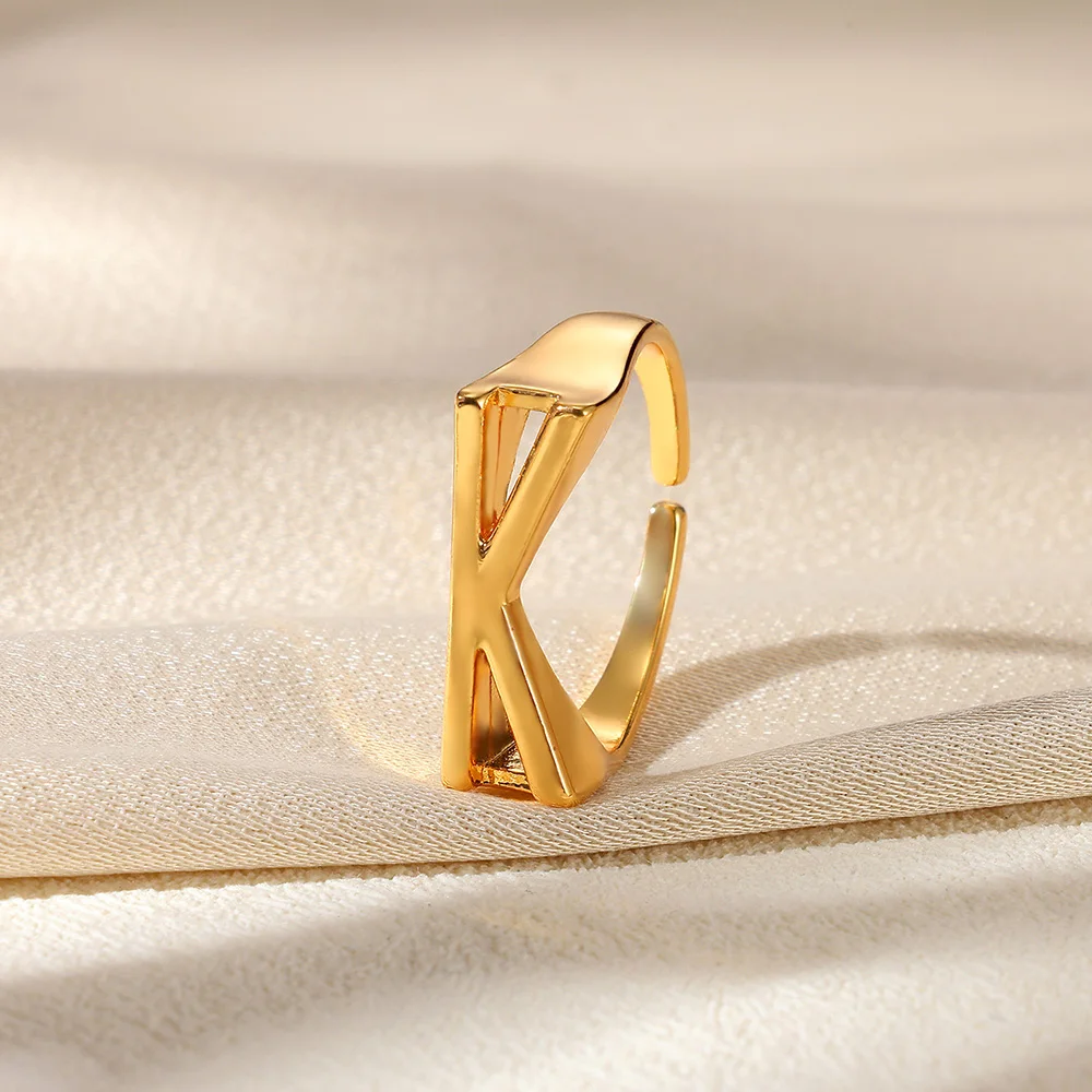 Кольца с буквами и инициалами для женщин позолоченные 26-буквенные кольца
