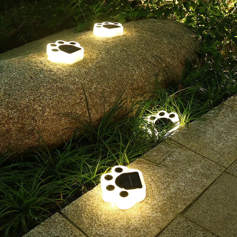 LED Solar Powered Cat Paw Lawn Lights Waterproof Olar Garden Lights Outdoor Garden Decoration Pathway Lawn Yard Solar Lights