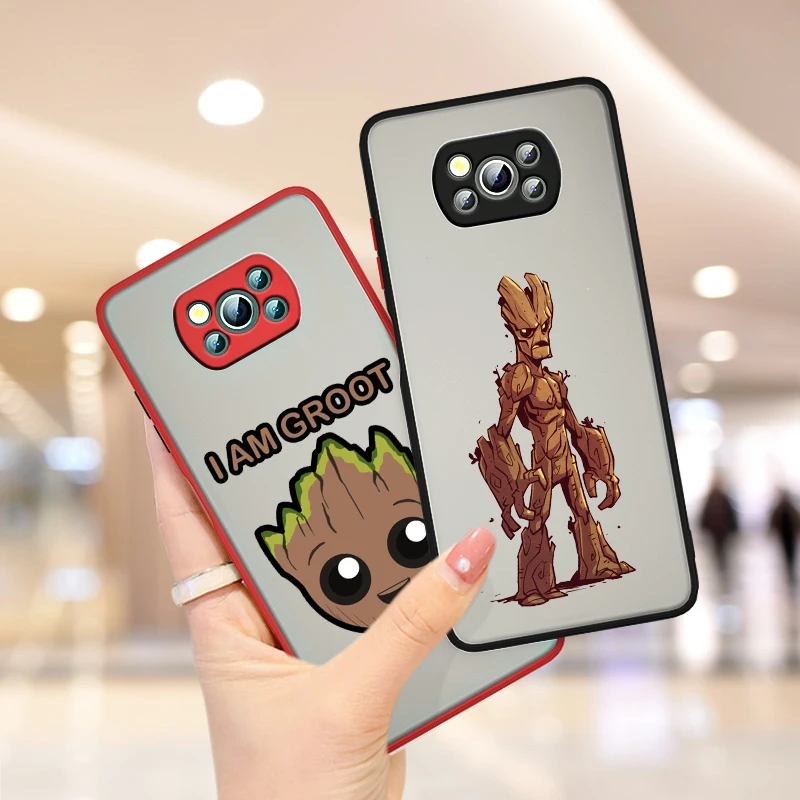 

Marvel Avengers Groot For Xiaomi Poco X3 GT NFC M3 Mi 11 10 Ultra Pro Note10 Lite CC9E Frosted Translucent Phone Case