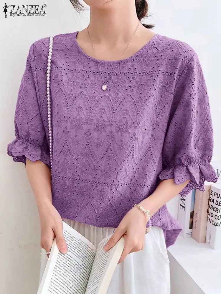 Летние Элегантные Топы с полурукавами и оборками однотонная Повседневная