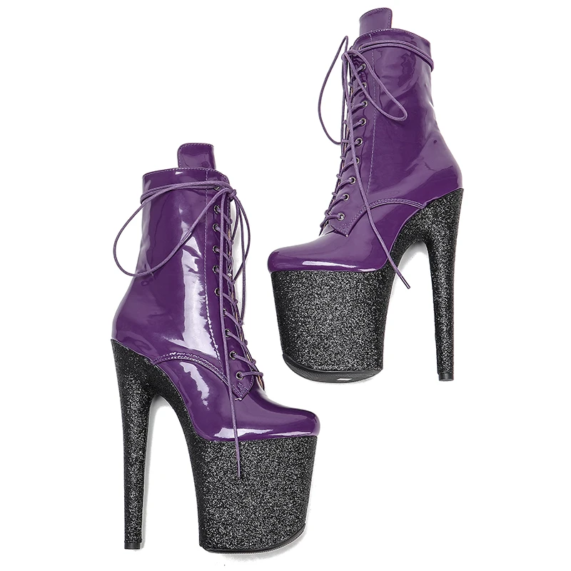 Leecabe  Pole dance boot with 20CM/8inches  Patent materials High Heel platform Boots Pole Dance boot