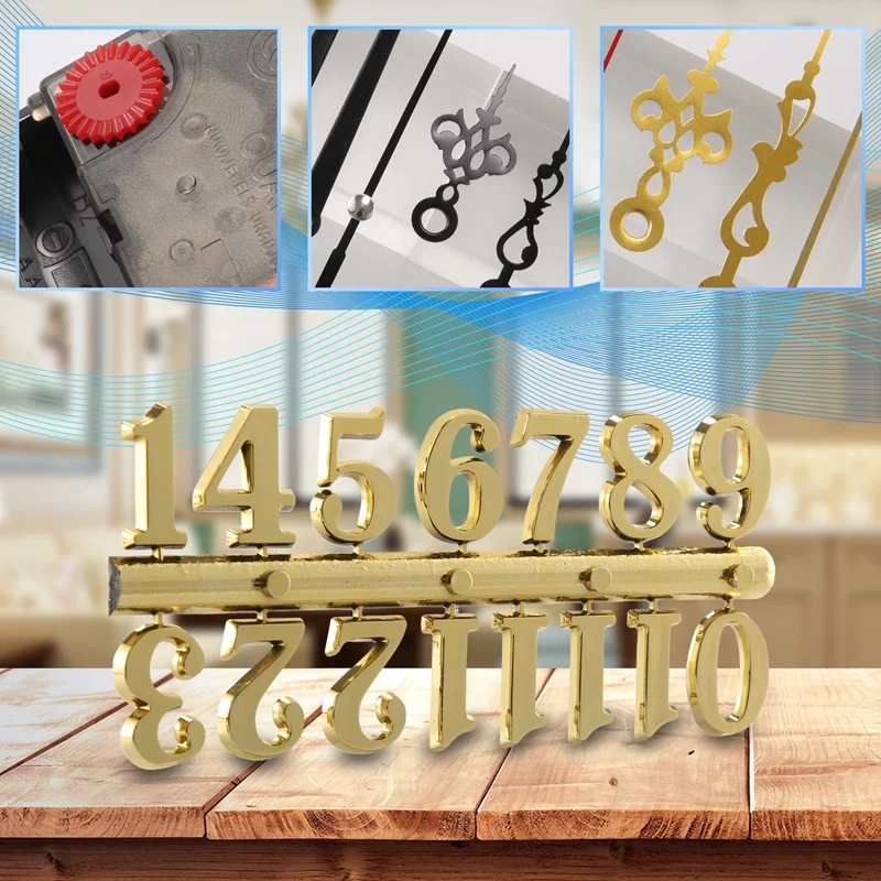 6Pcs Quartz Clock Movement Mechanism Replacement Clock Numerals Kit For DIY Wall Clock Handicrafts Repair Clock Parts