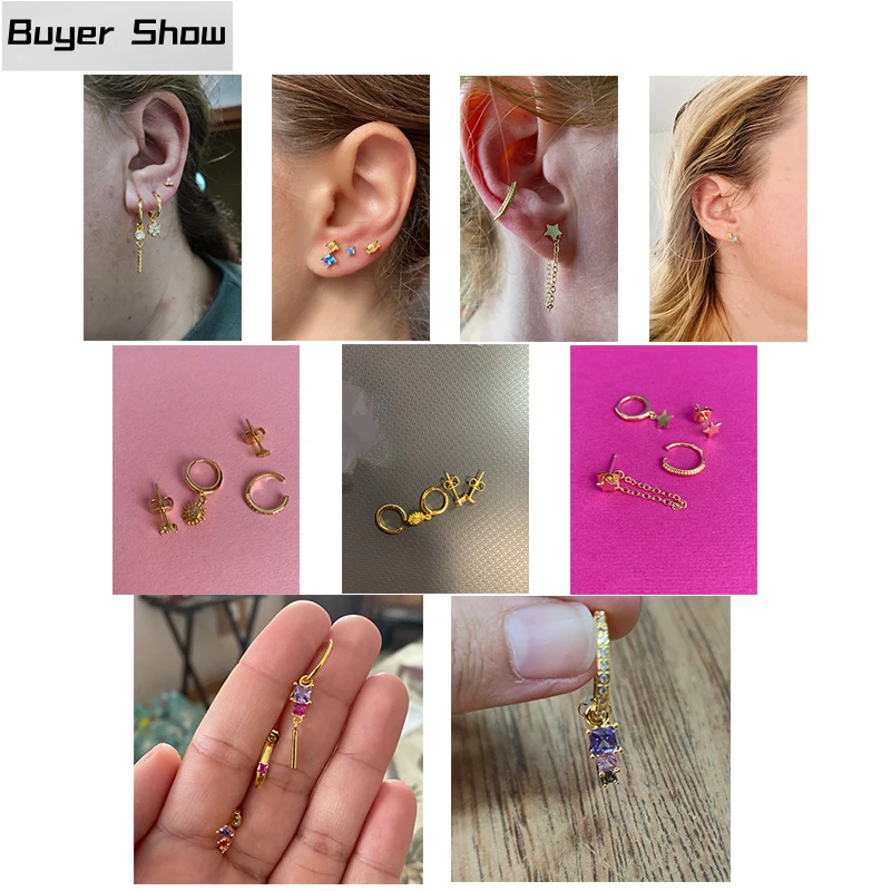 ROXI Multible Earring Jewelry Sets Earring for Women Fashion Casual Earrings Jewelry Circle Star Flower Geometry Piercing Earing images - 6