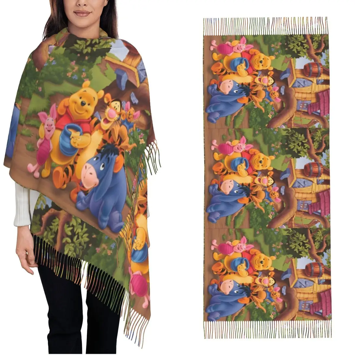 Милый Винни-Пух медведь живая шаль накидка для женщин зимний большой мягкий шарф