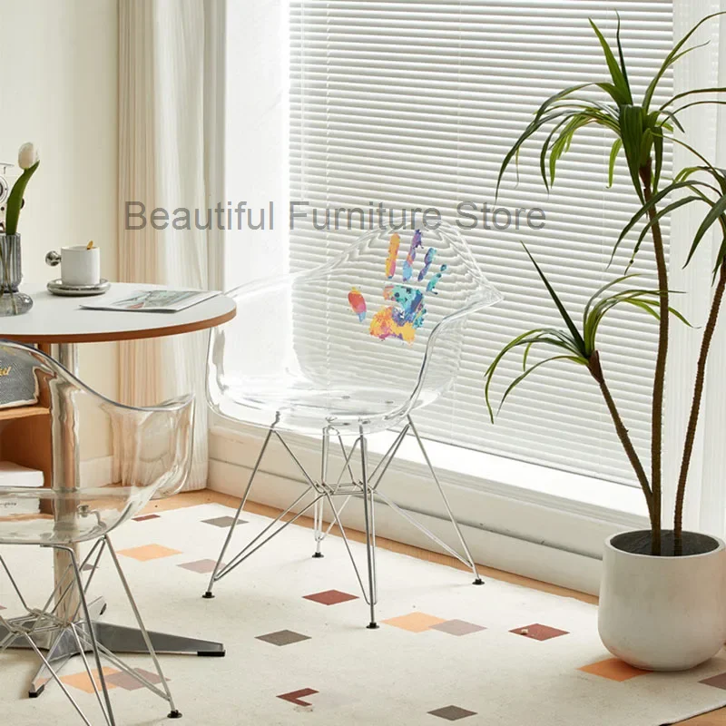 Пластиковые модные обеденные стулья прозрачные в скандинавском стиле для