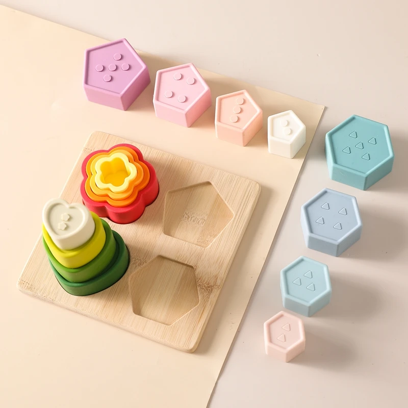 

1Set Silicone Building Block Construction Educational Game Toys Montessori 3D Toy For Kids Birthday Gifts Education Toys